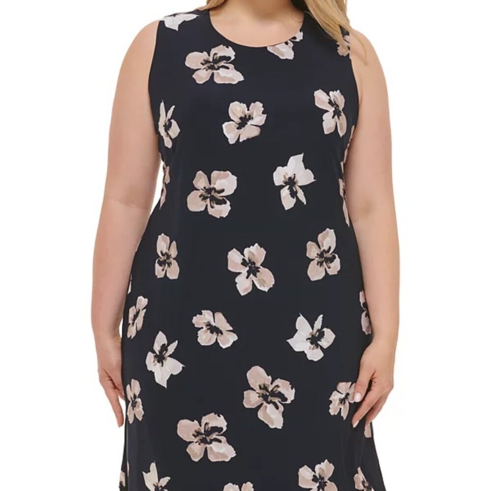 Tommy Hilfiger Printed Sleeveless Jersey Dress Sky Captain Plus Size 16W - Picture 3 of 5